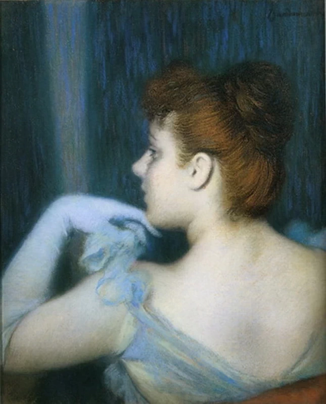 Fanciulla in azzurro di spalle - Collezione Sacerdoti, Ferrario, Milano